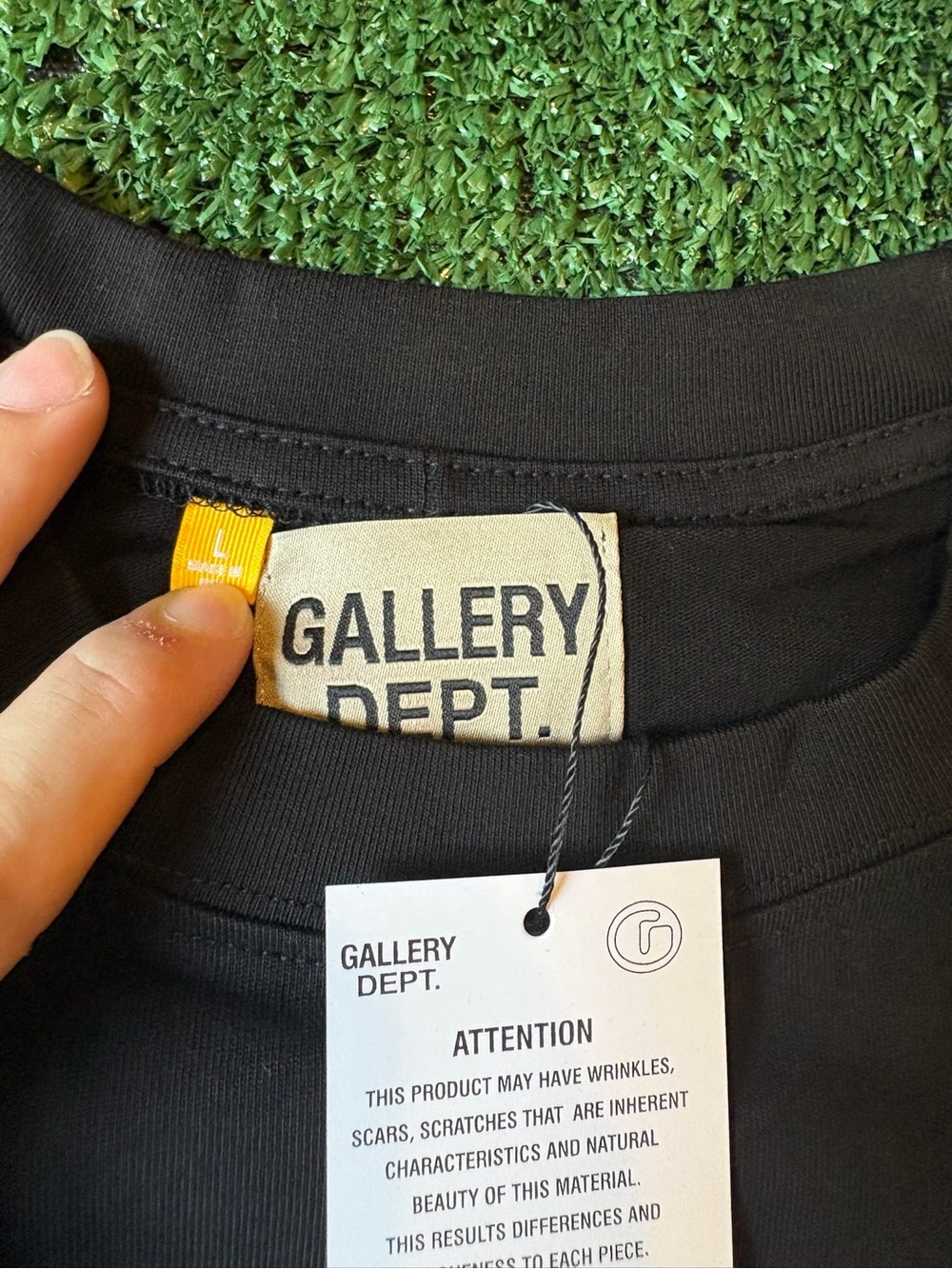 Gallery Dept Black Tee with Multicolor Paint-Stripe MIA Graphic - Picture 8 of 10